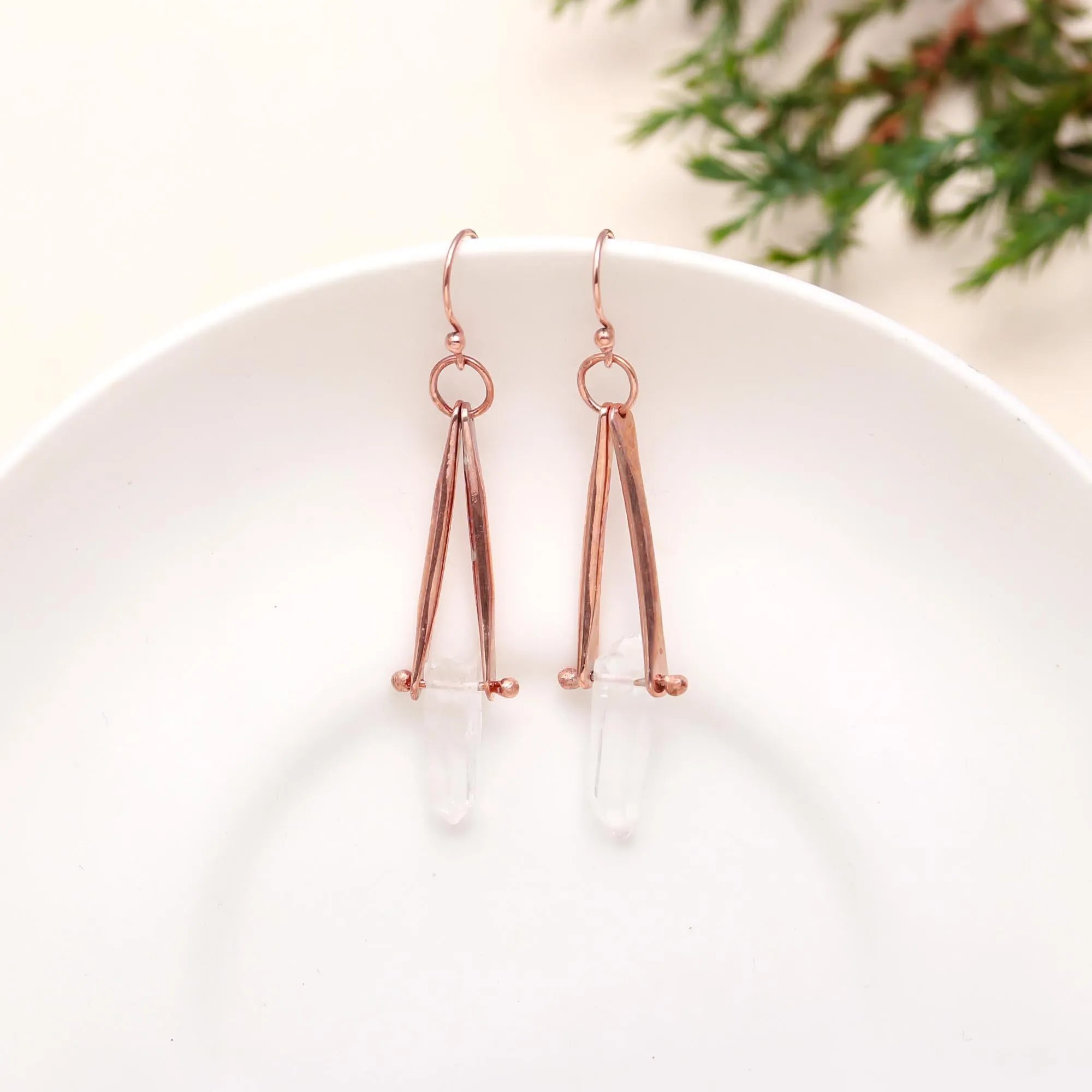 925 Sterling Silver Crystal Quartz Dangle Earrings