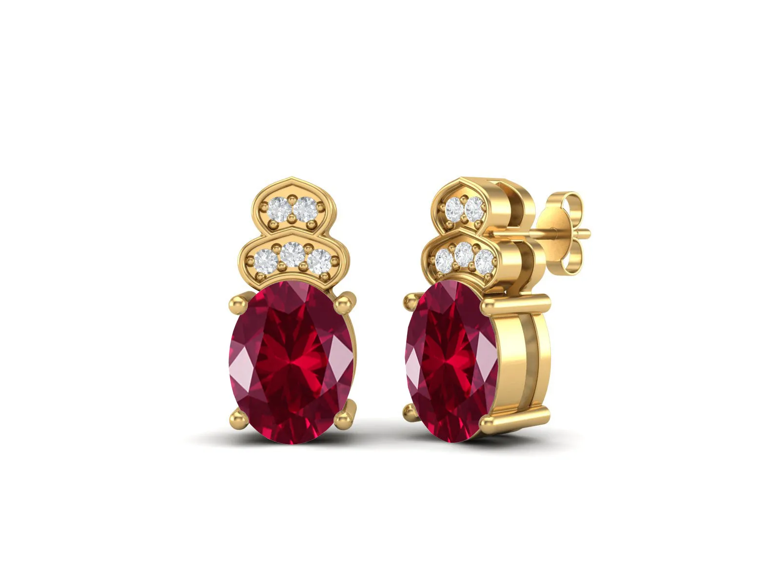 925 Sterling Silver Ruby Studs Earrings For Women Red Gemstone Earrings