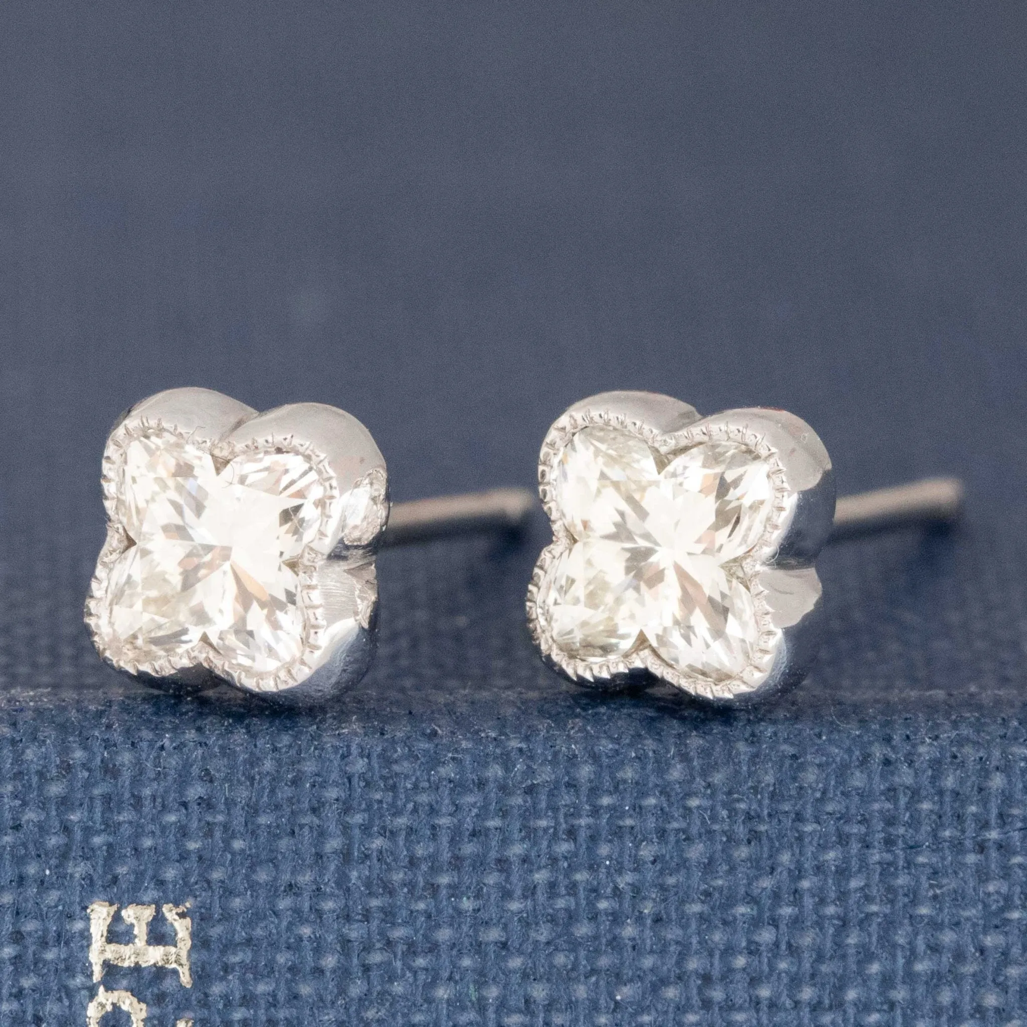 .99ctw Lilly Cut Diamond Bezel Stud Earrings