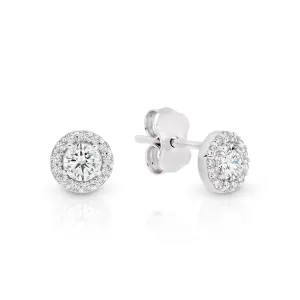 9ct White Gold Cubic Zirconia Round Halo Stud Earrings GEAR050