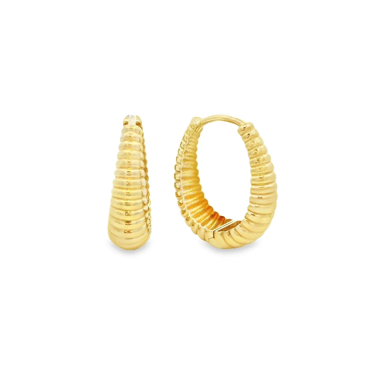 9ct Yellow Gold Oval Patterned Hoops GEAR374