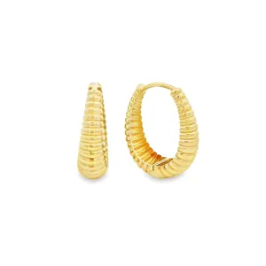 9ct Yellow Gold Oval Patterned Hoops GEAR374