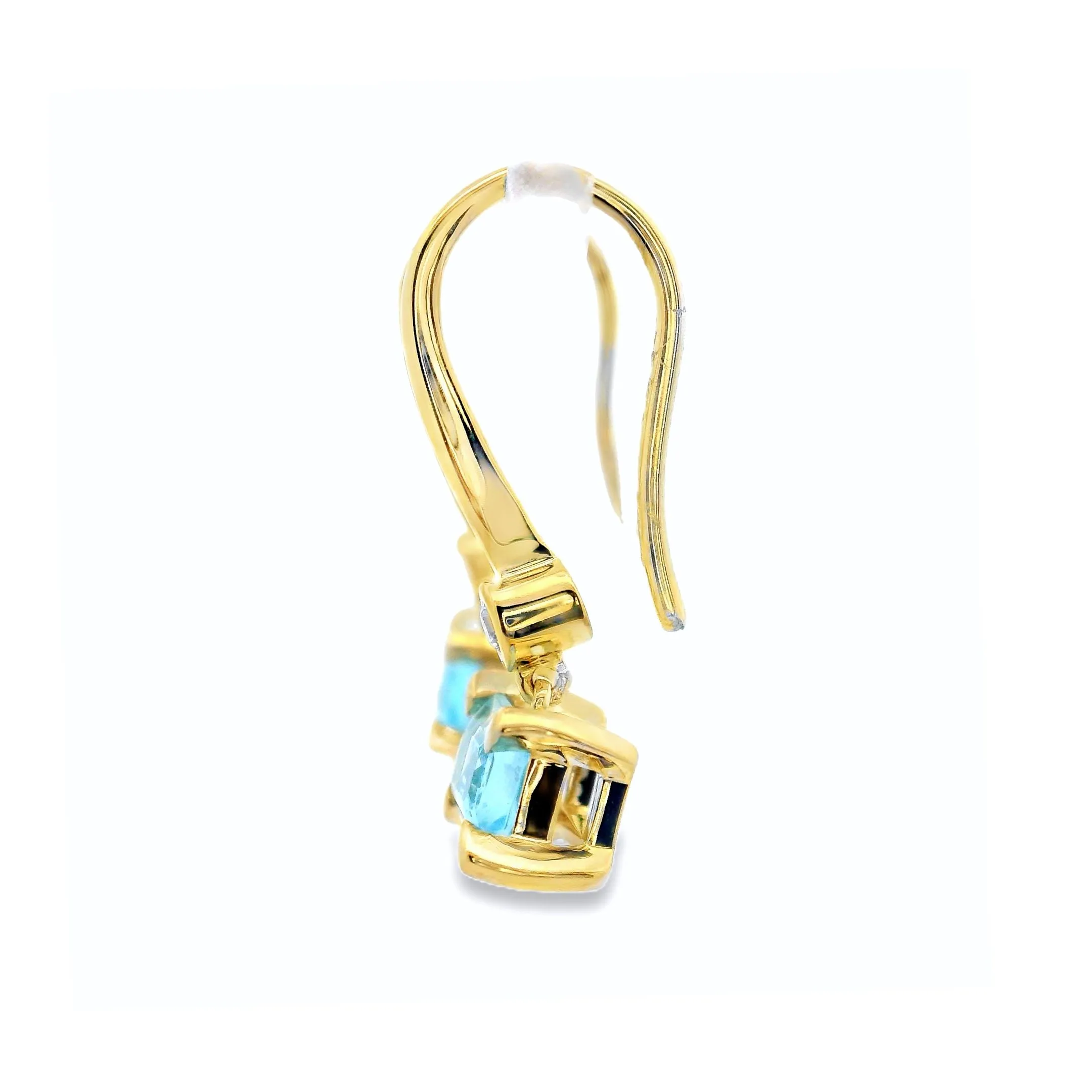 9ct Yellow Gold Shephard Hook Earrings with Blue Topaz & Lab Grown Diamonds