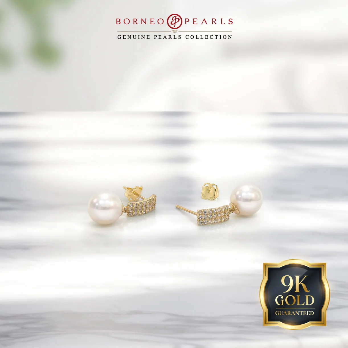 9K Gold 7mm Round Pearl Earring