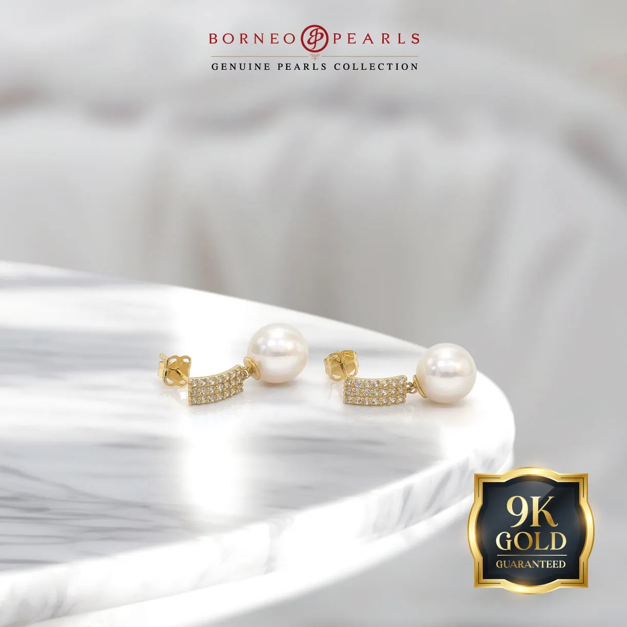 9K Gold 7mm Round Pearl Earring