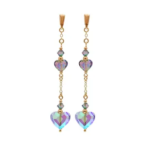 9k Swarovski Heart Earrings