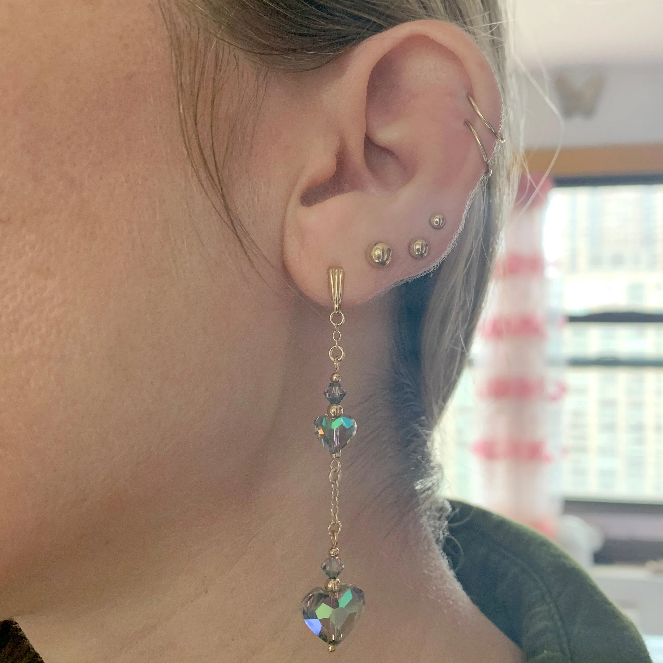 9k Swarovski Heart Earrings