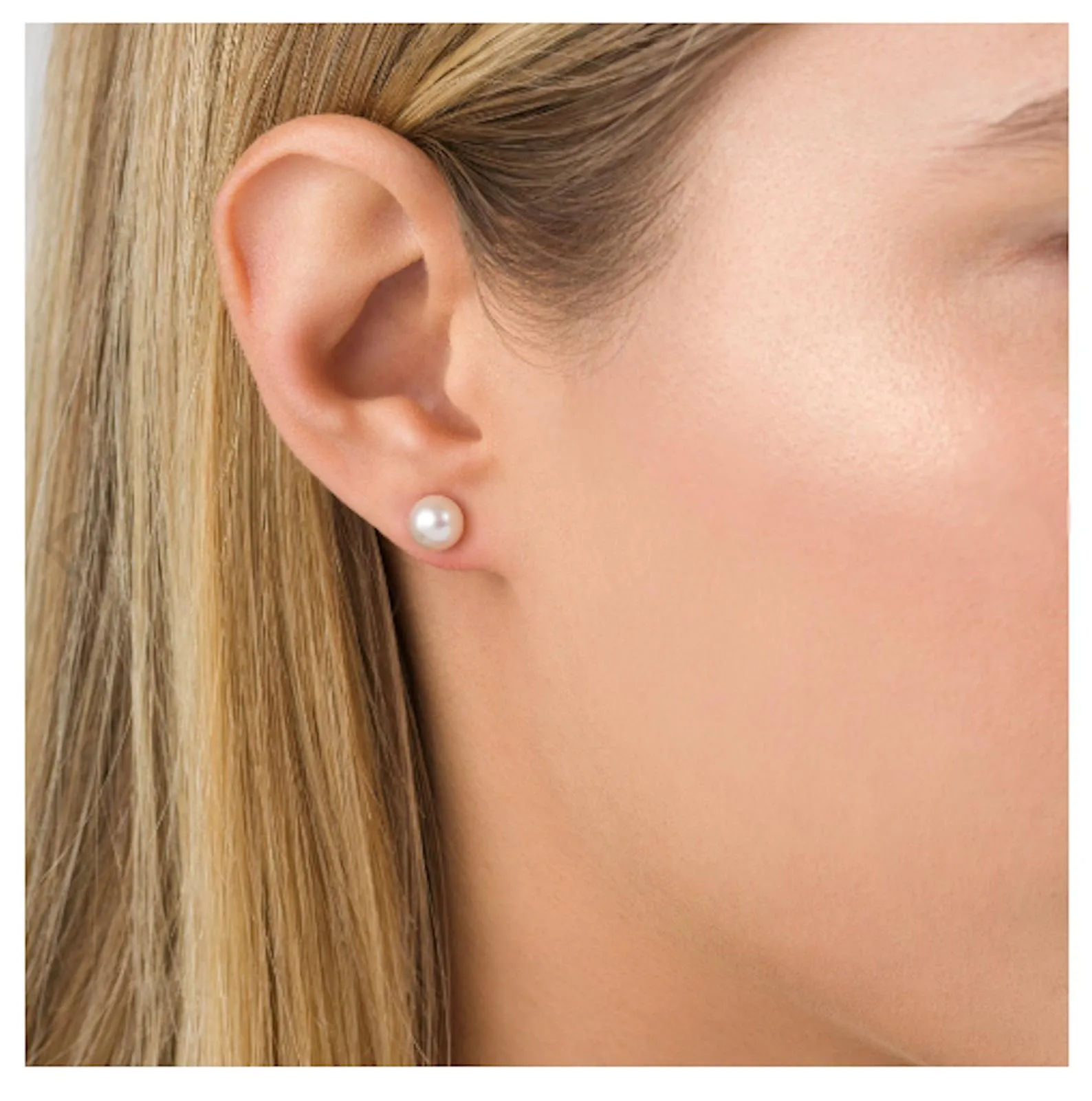 AAA White Pearl Earrings - Wedding Jewelry - Button Shape Freshwater Pearl Studs
