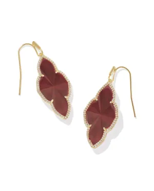 Abbie Pave Frame Drop Earring - Gold Cranberry Illusion