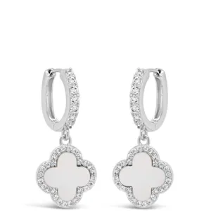 Absolute Silver Clover Hoop Earrings - Mother Of Pearl
