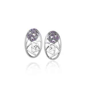 Abstract Elegance Silver Post Earrings with Gemstone TER1182