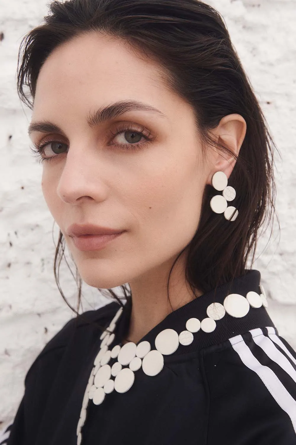Abstraction Earrings - Small - White Leather *