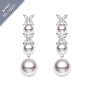 Akoya Pearl 18K White Gold Gradient Size Pearl Drop Earrings