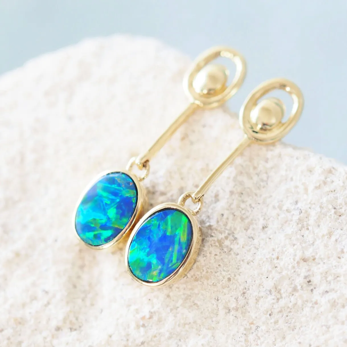 'Alexia' Doublet Opal Earring 14ct Gold