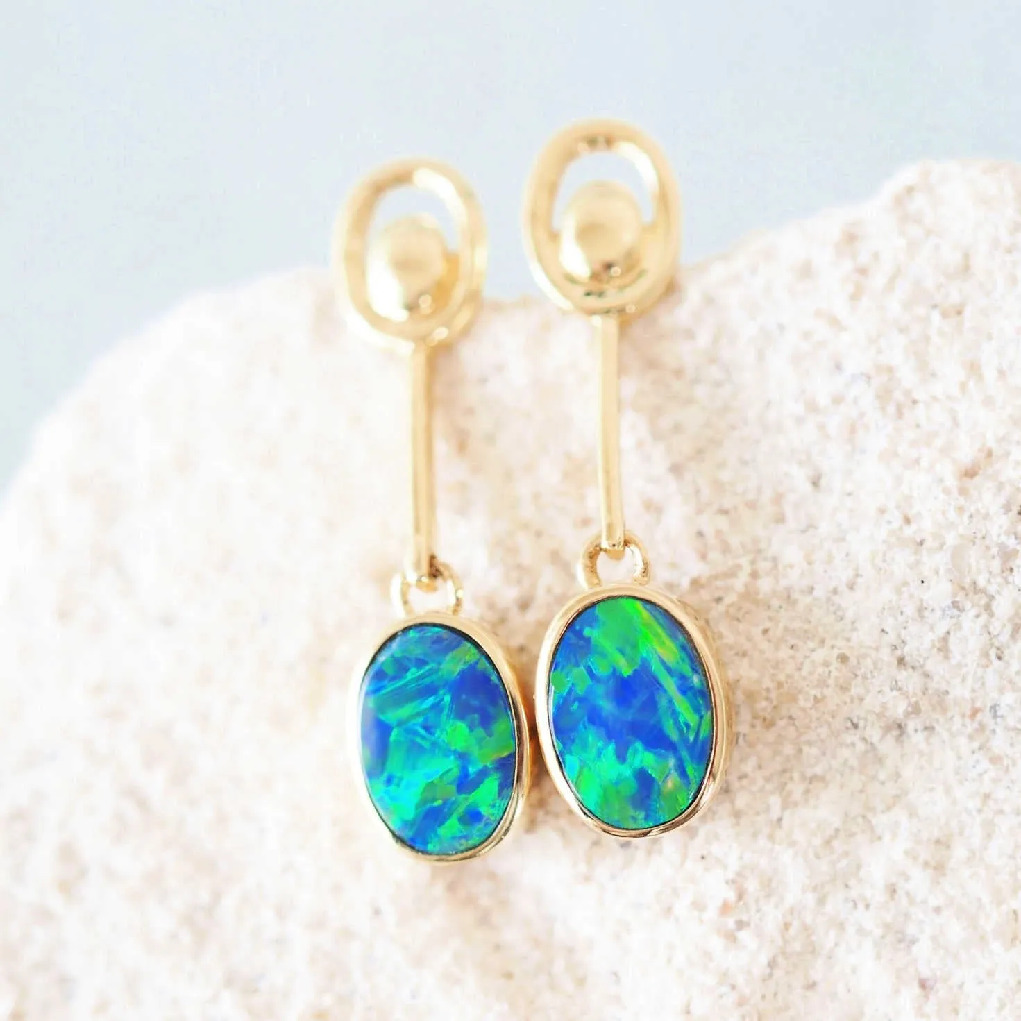 'Alexia' Doublet Opal Earring 14ct Gold