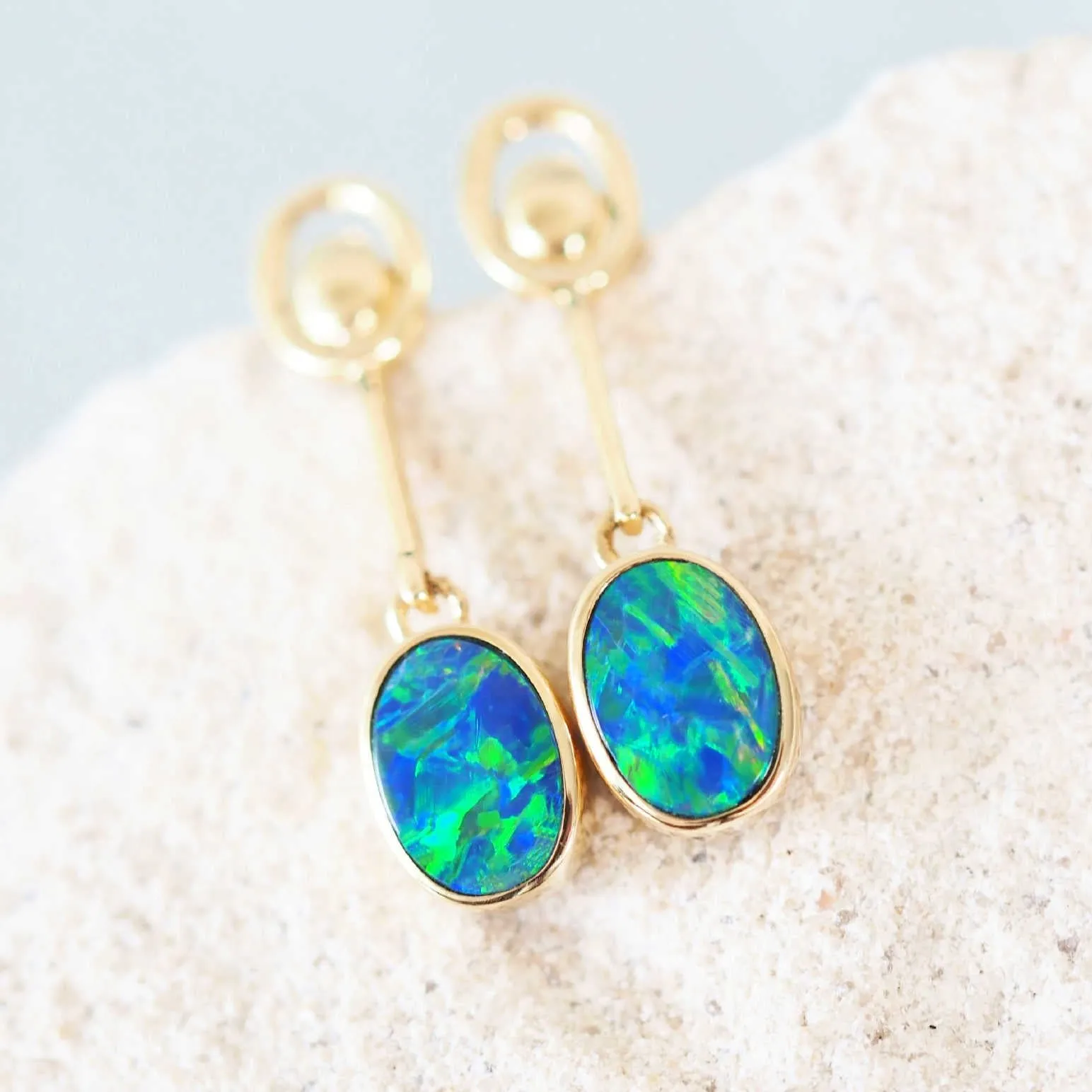 'Alexia' Doublet Opal Earring 14ct Gold
