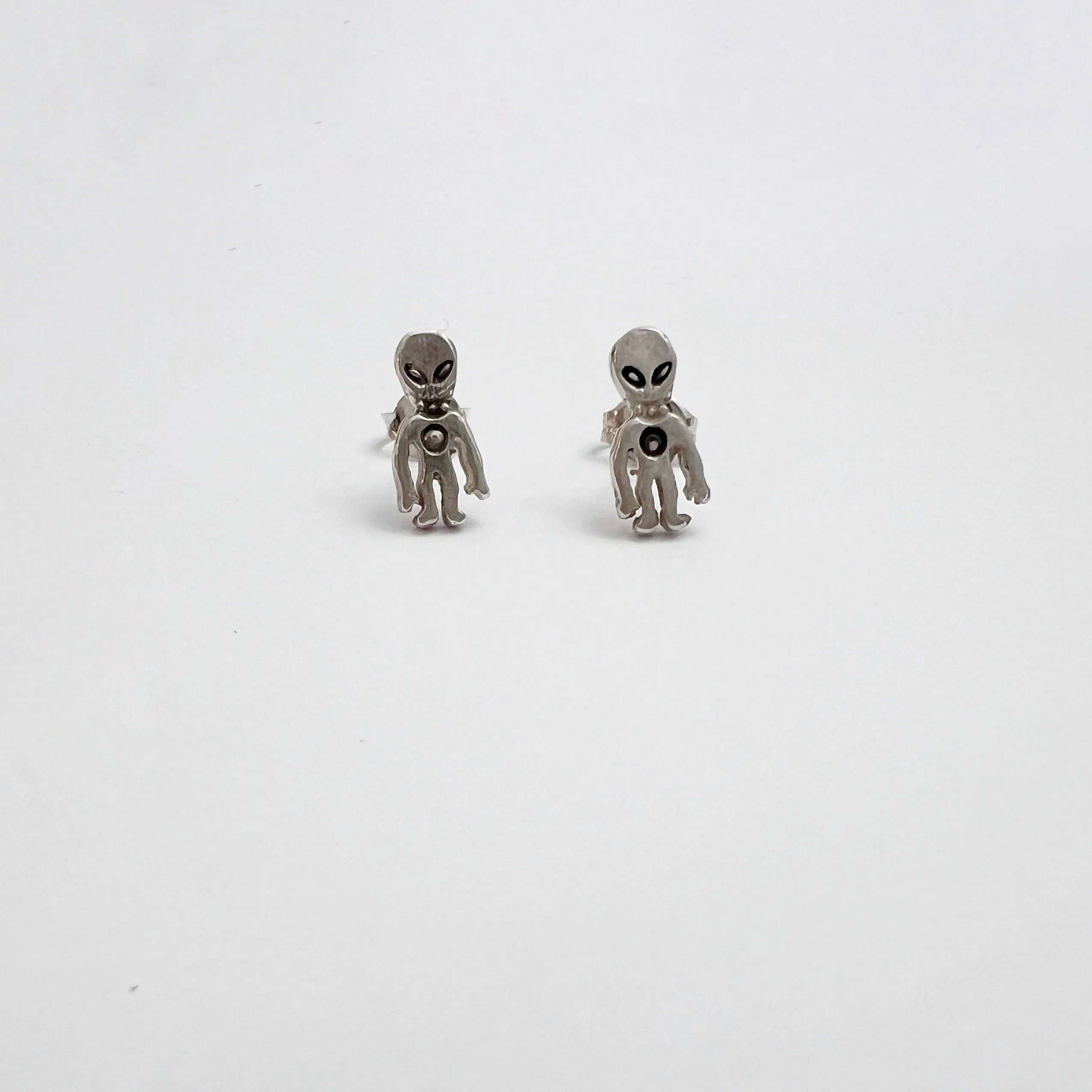 Alien Stud Earrings in Sterling Silver; Outer Space Earrings