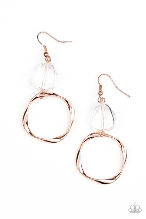 All Clear Copper Earrings Paparazzi