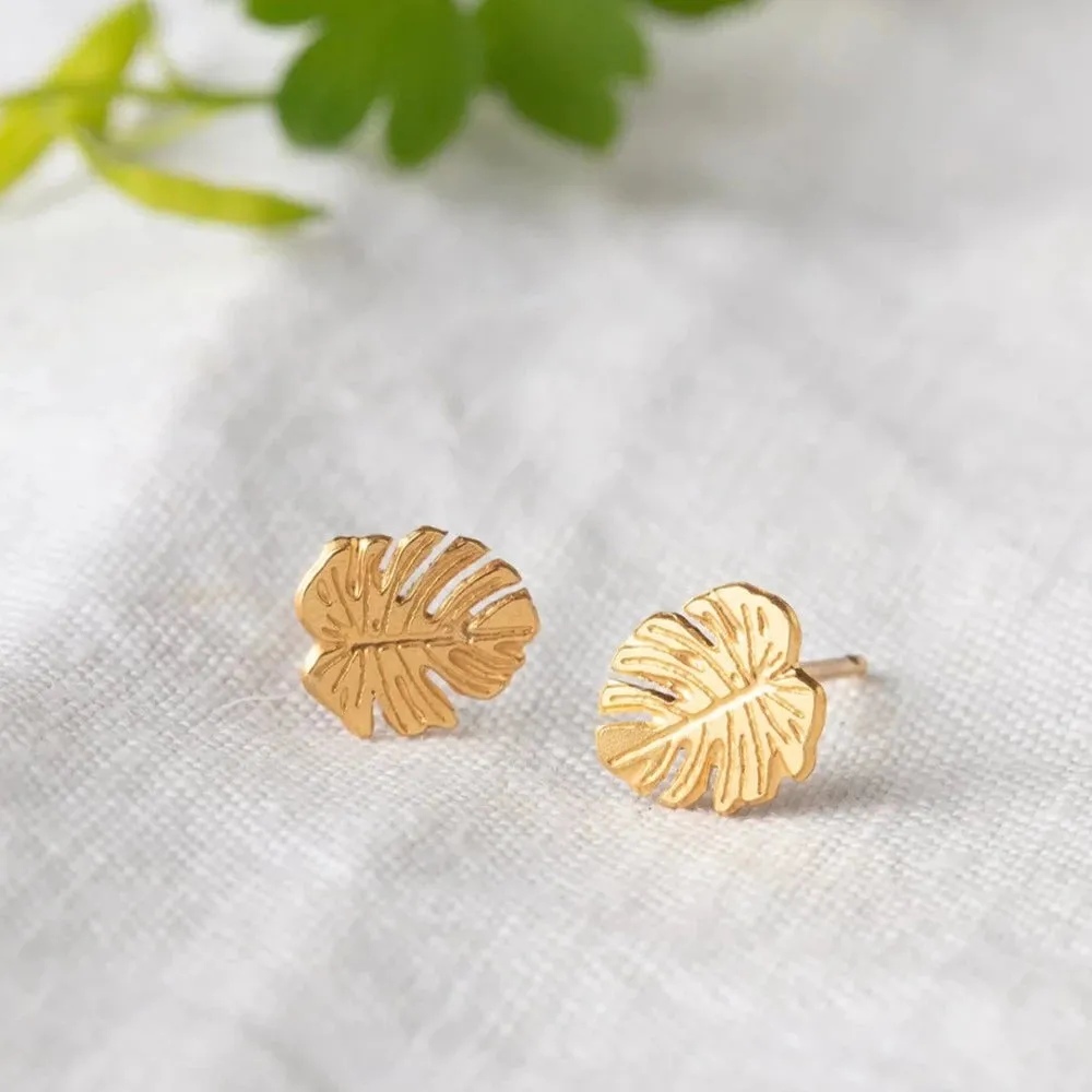 Amanda Coleman Handmade Monstera Leaf Stud Earrings