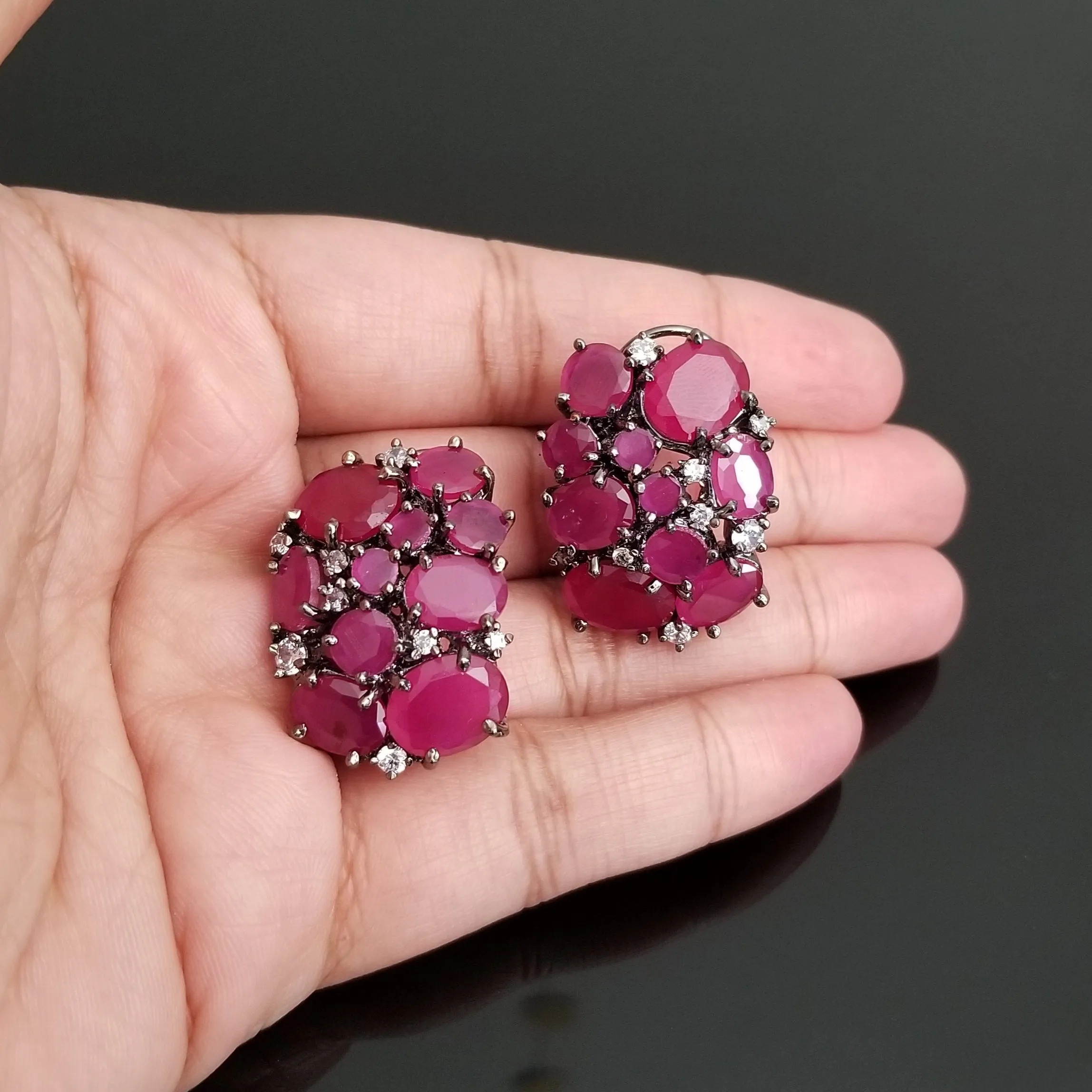American Diamond Studs With Black Finish JT3