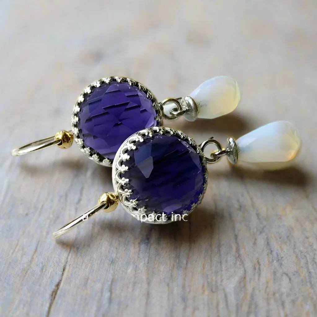 Amethyst Opalite Dangle Earrings - Somewhere.