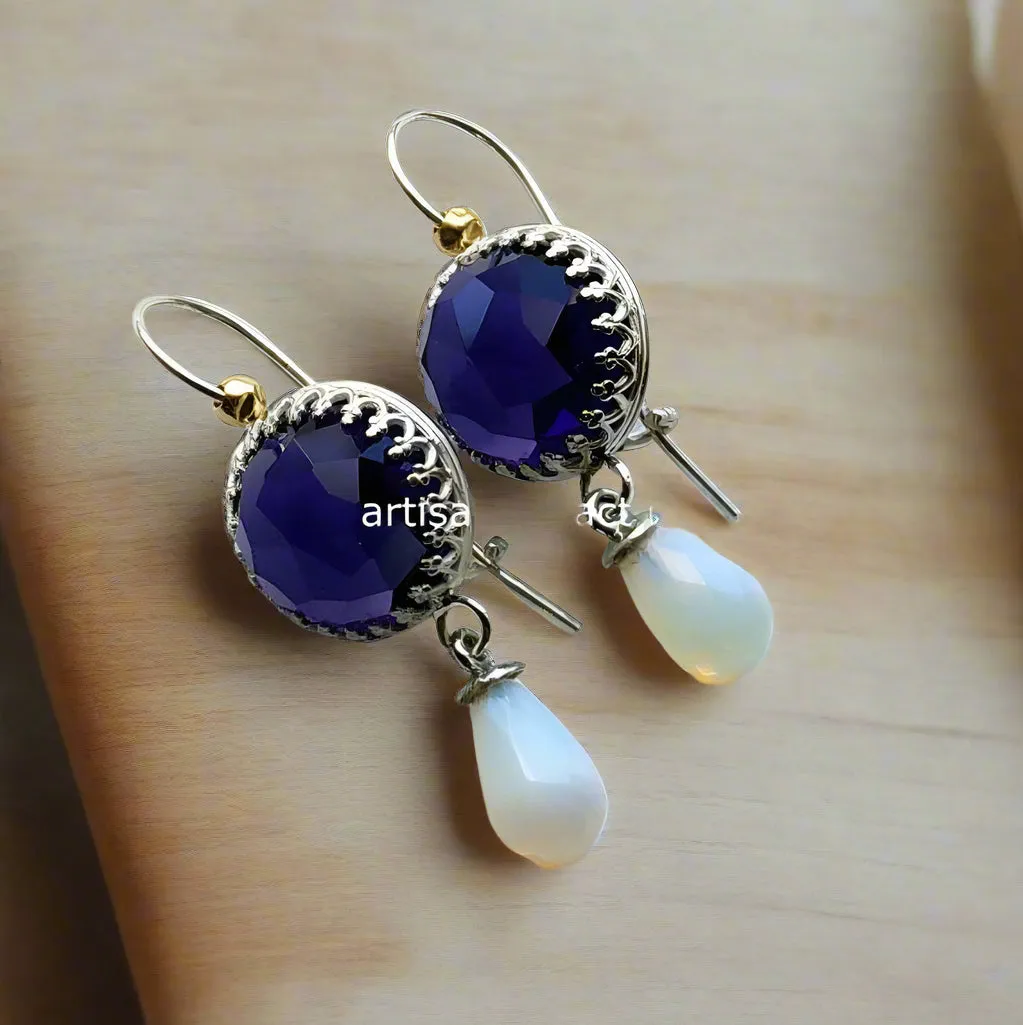 Amethyst Opalite Dangle Earrings - Somewhere.