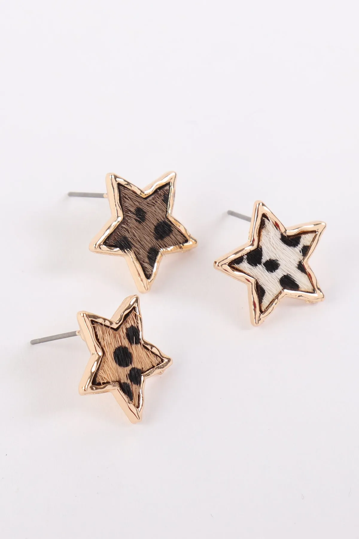 ANIMAL PRINT STAR POST EARRINGS