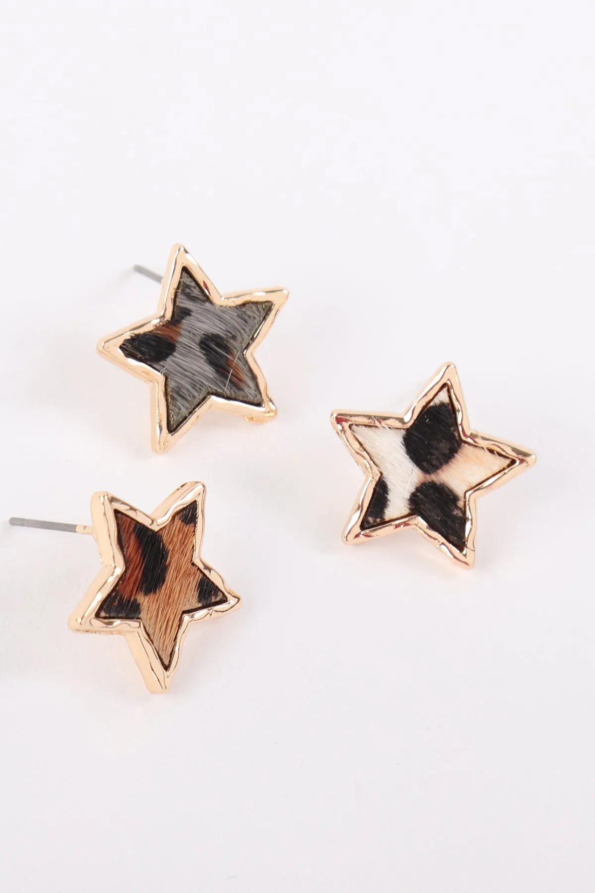 ANIMAL PRINT STAR POST EARRINGS
