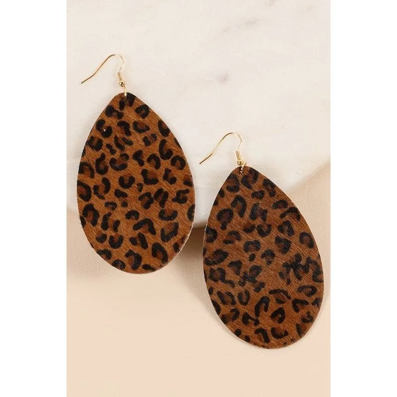 Animal Print Tear Drop Earrings