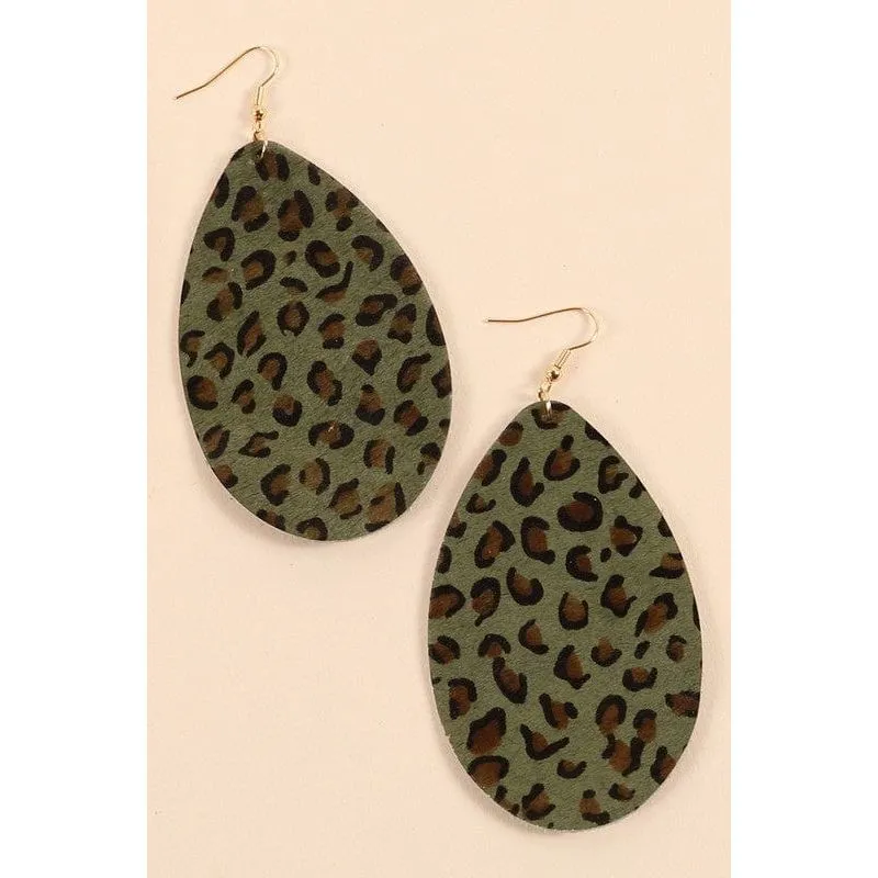 Animal Print Tear Drop Earrings