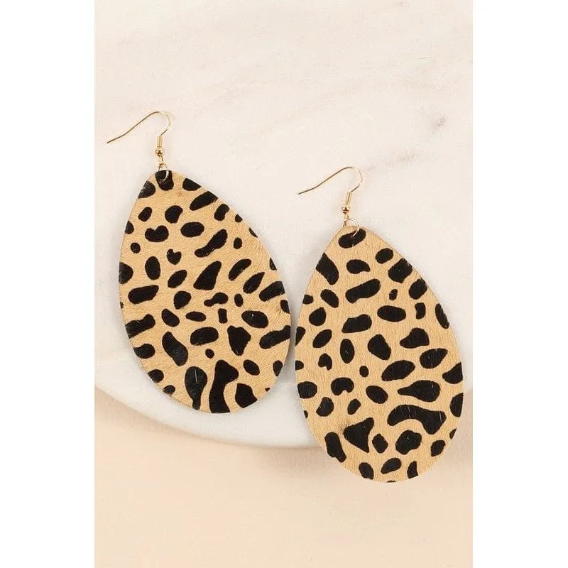Animal Print Tear Drop Earrings