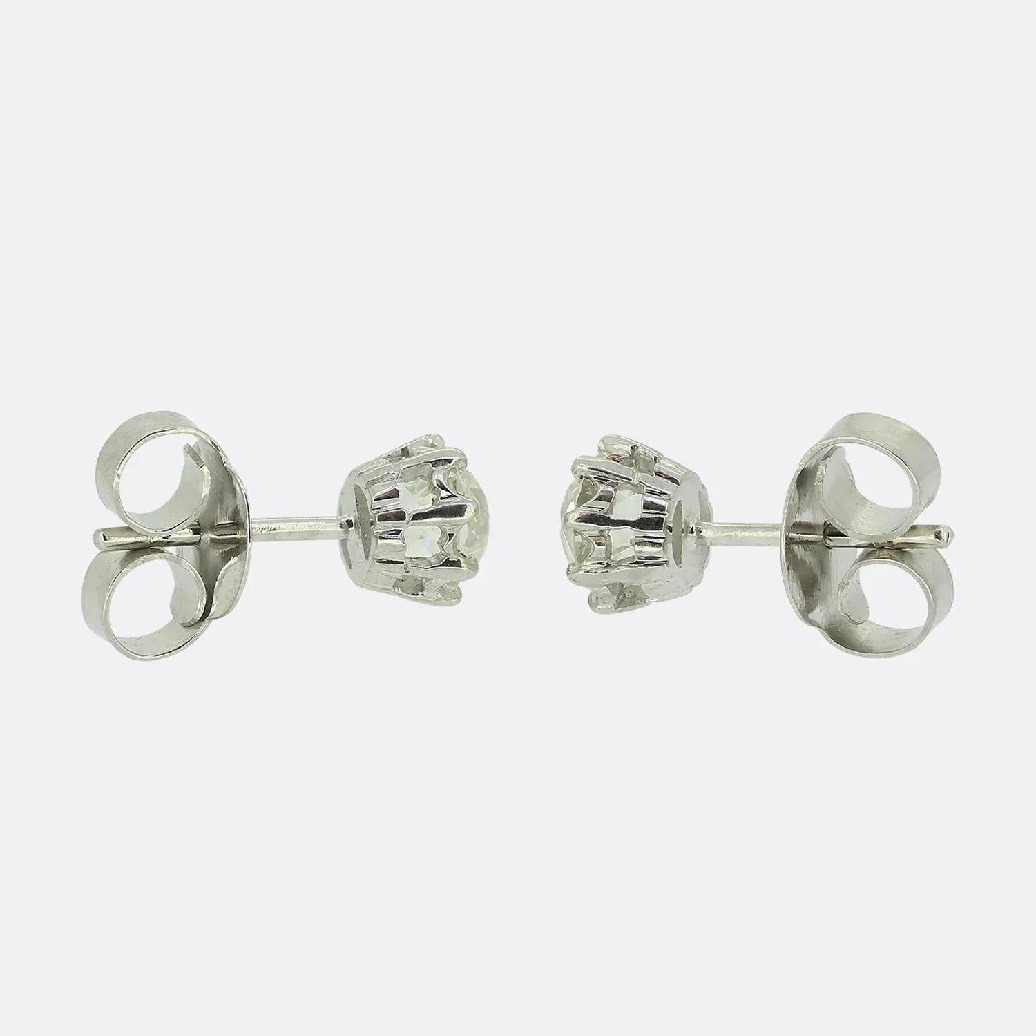 Antique 1.70 Carat Old Cut Diamond Stud Earrings