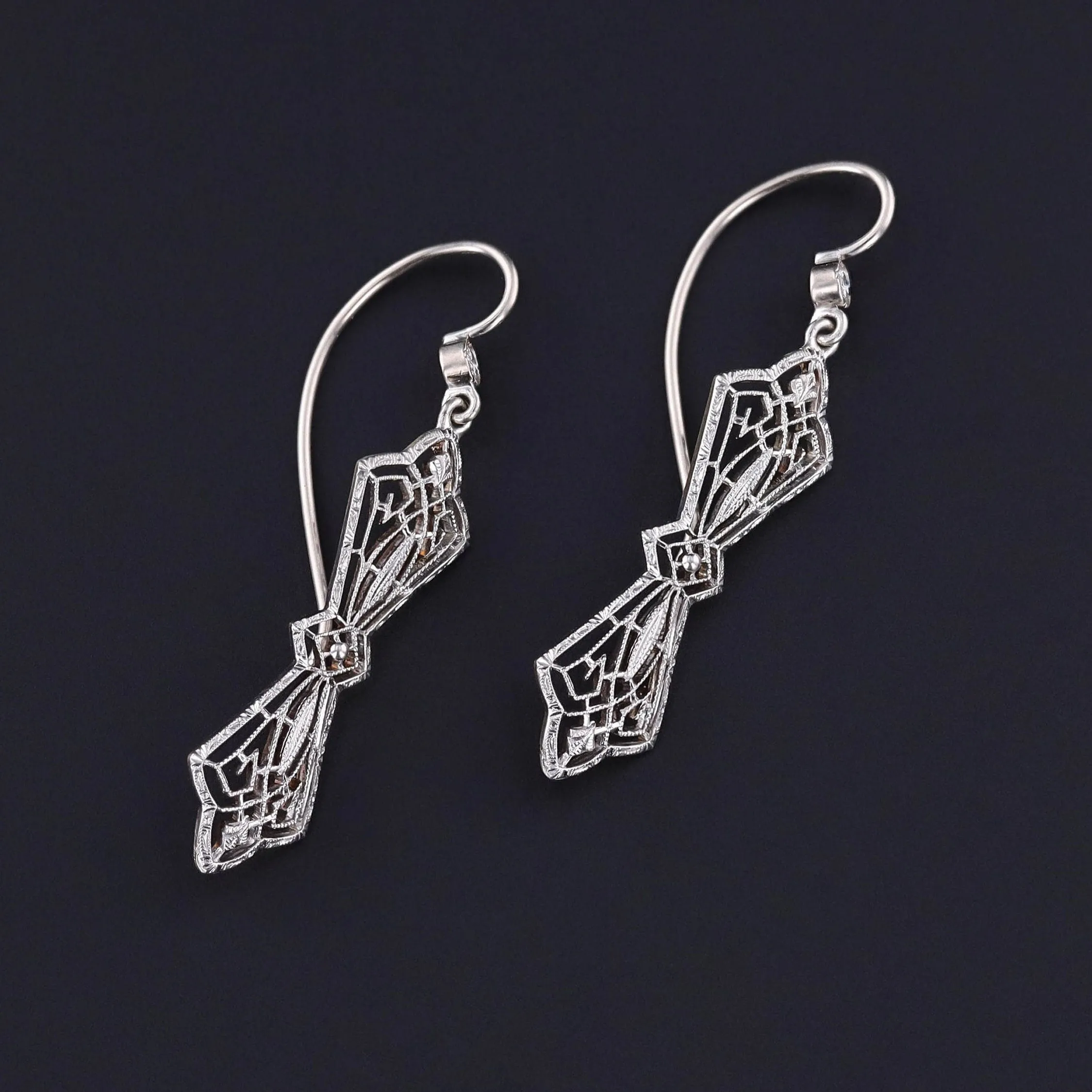 Antique Diamond Filigree Conversion Earrings