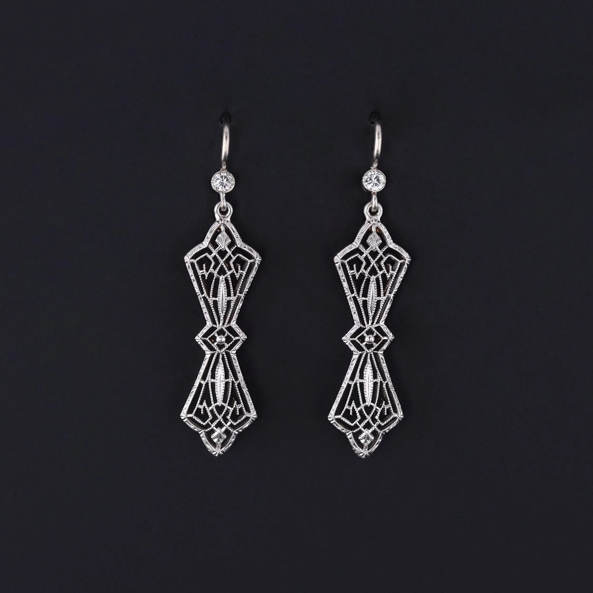 Antique Diamond Filigree Conversion Earrings
