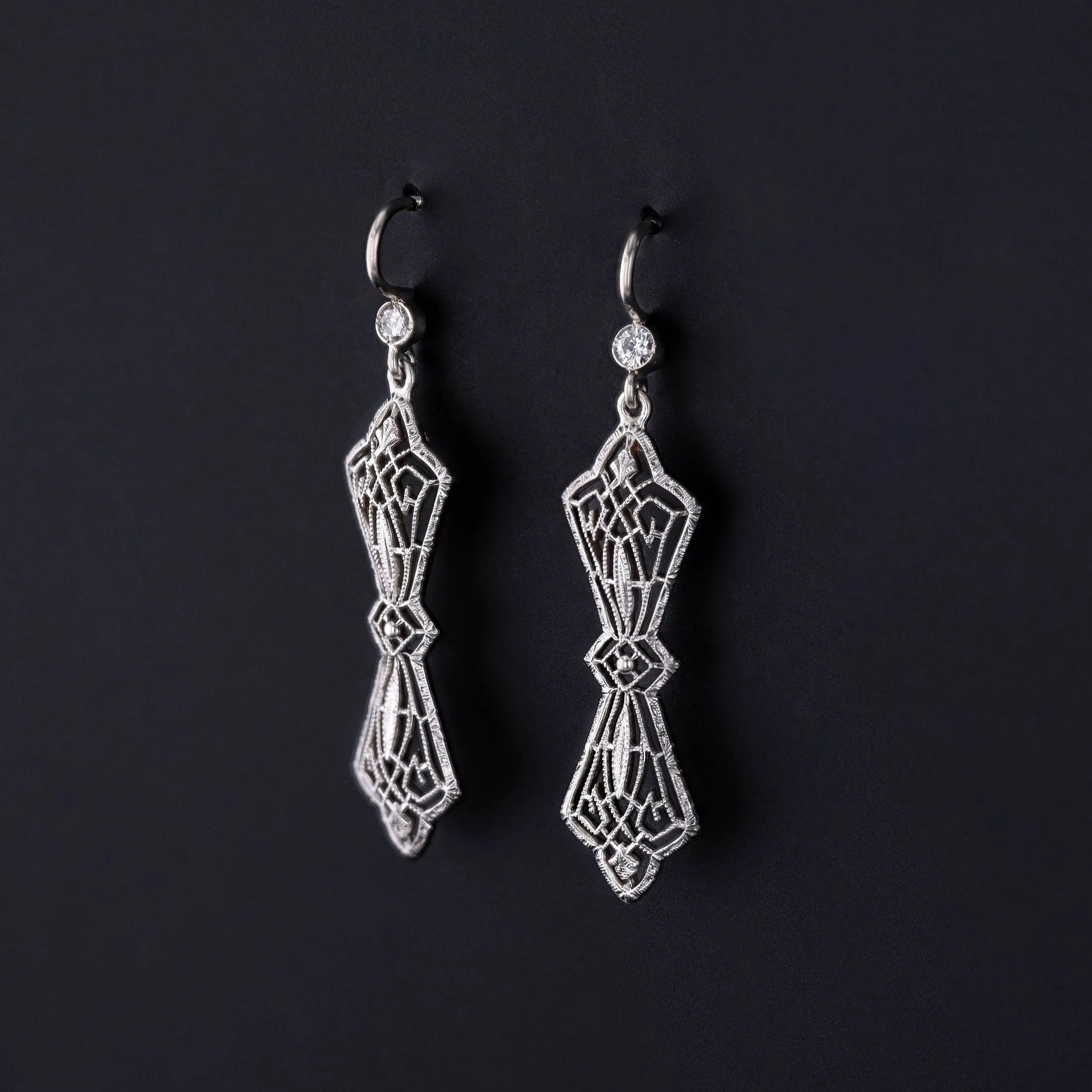 Antique Diamond Filigree Conversion Earrings