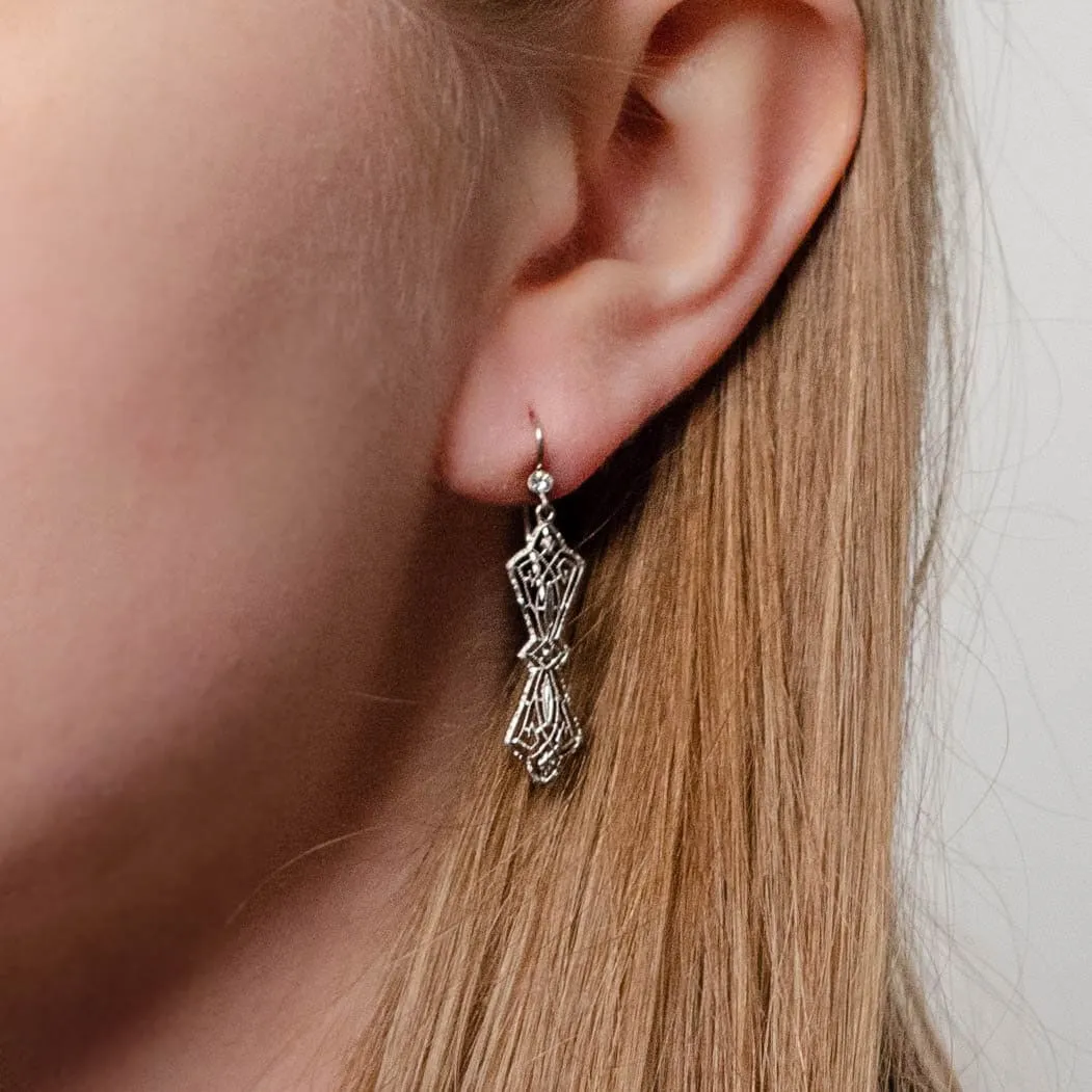 Antique Diamond Filigree Conversion Earrings