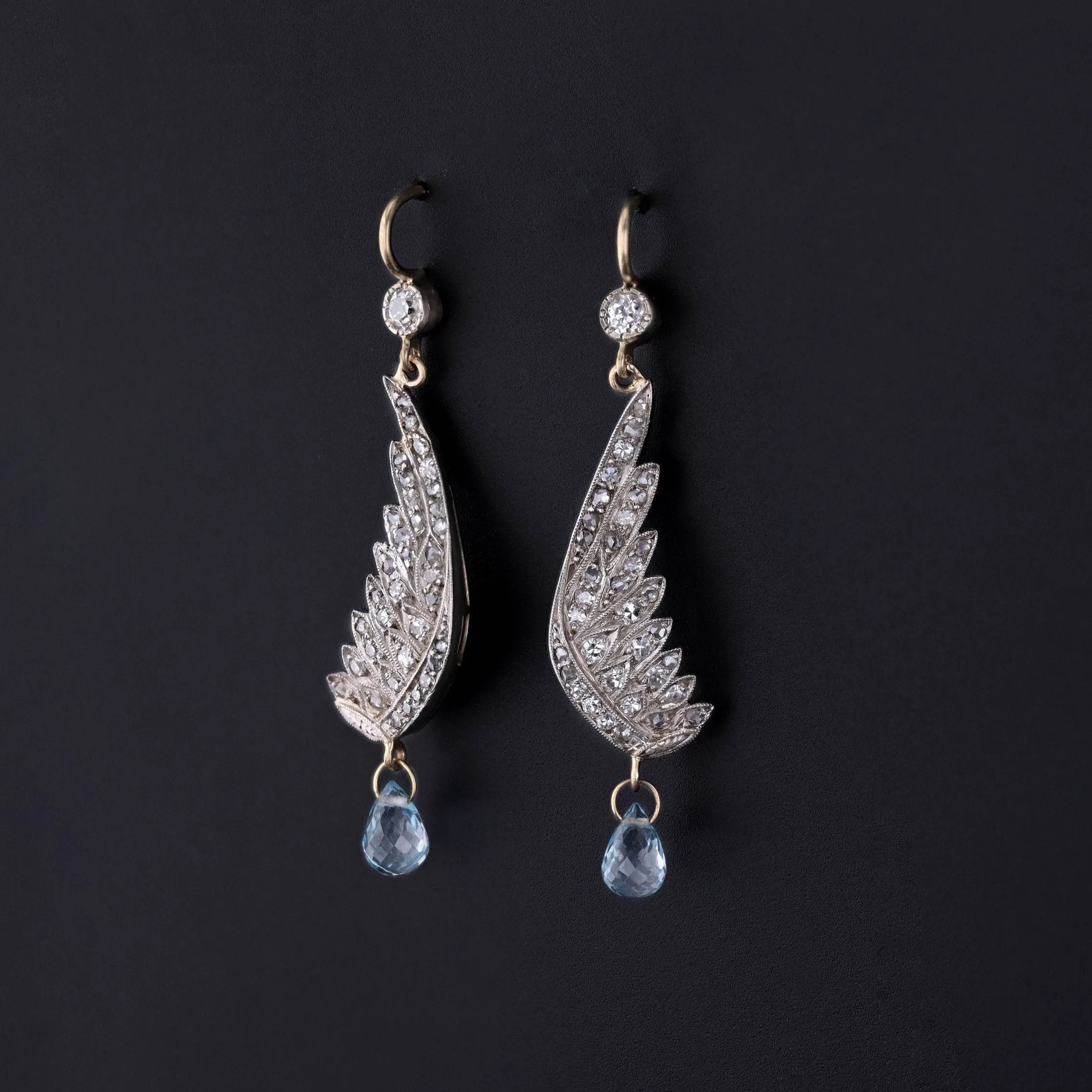 Antique Diamond Wing Earrings of 18k Gold