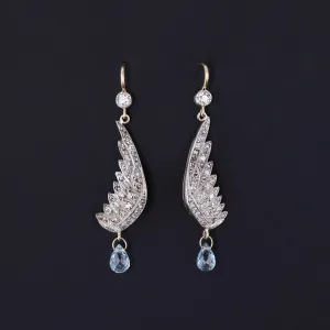 Antique Diamond Wing Earrings of 18k Gold