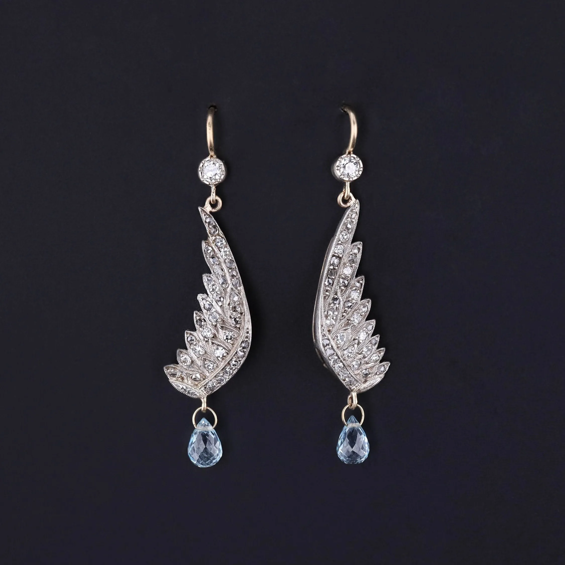 Antique Diamond Wing Earrings of 18k Gold