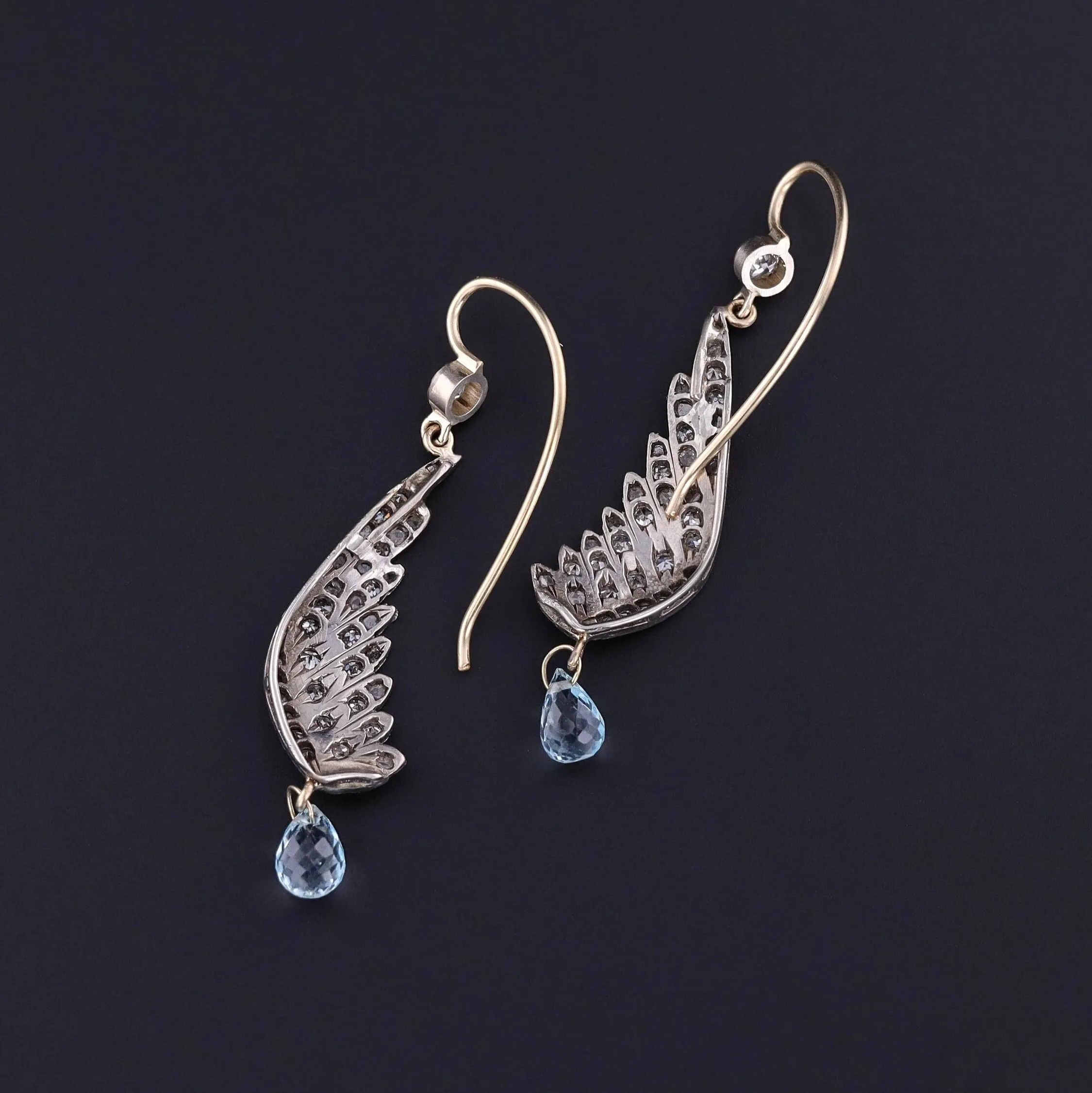 Antique Diamond Wing Earrings of 18k Gold