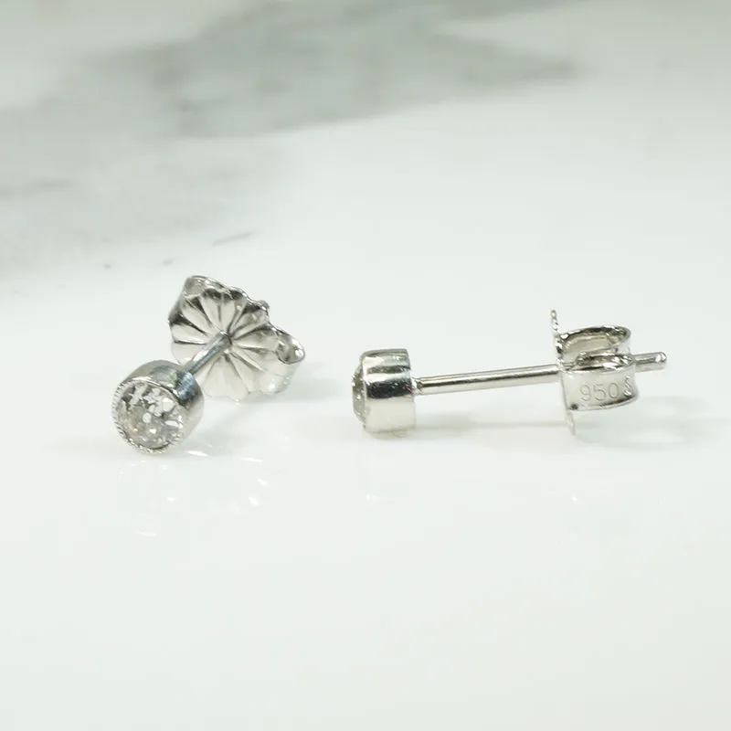 Antique Platinum Diamond Stud Earings