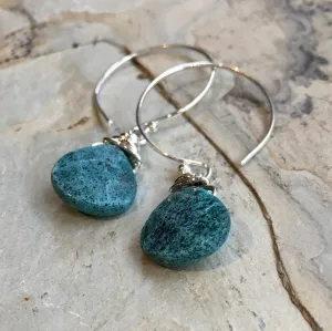 Apatite Drop Silver Hoop Earrings - Oceanic.