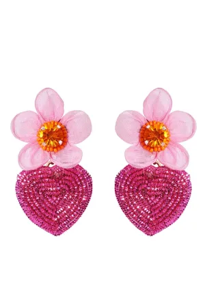 Aphrodite Embroidered Floral Drop Earrings