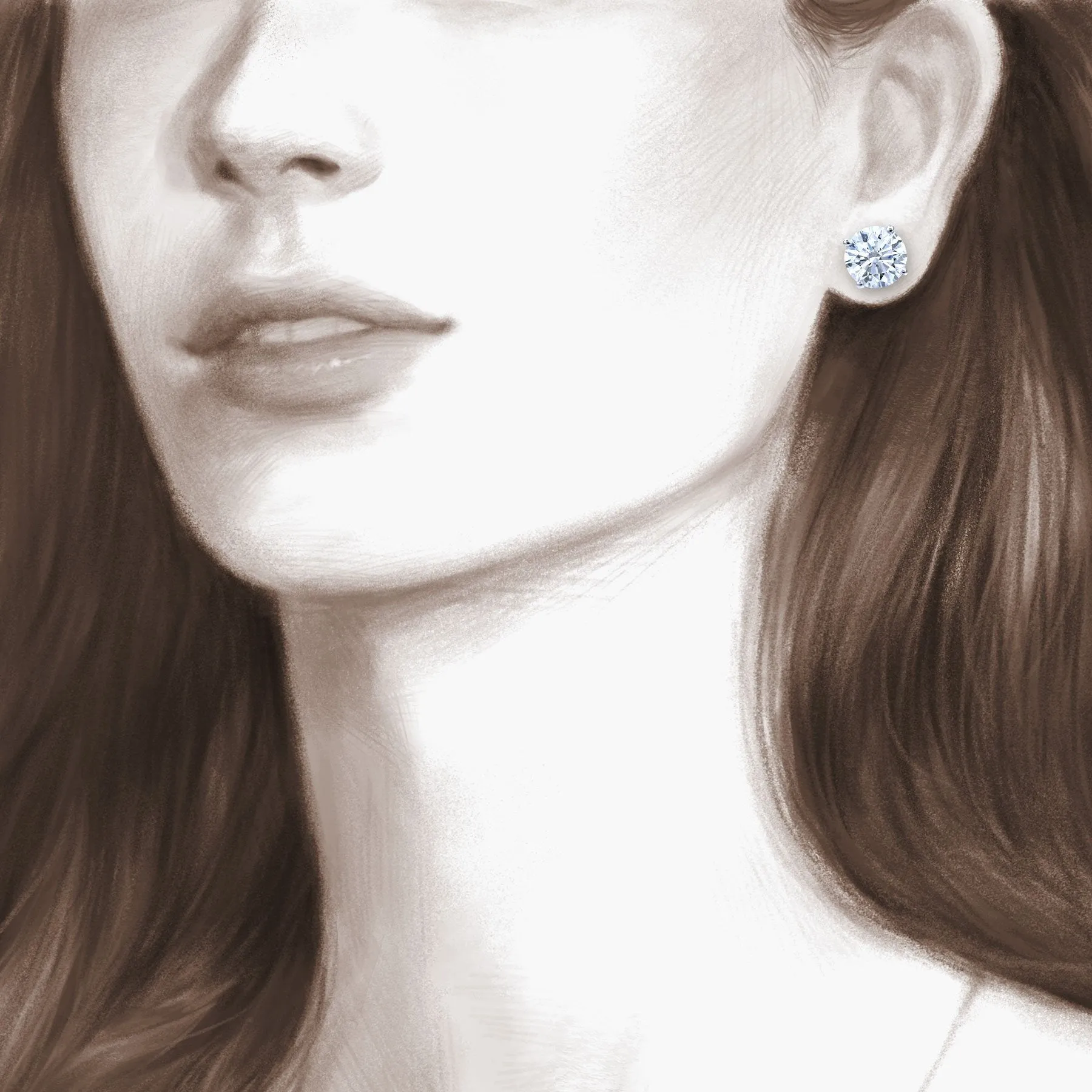 Aria Solitaire Diamond Stud Earrings