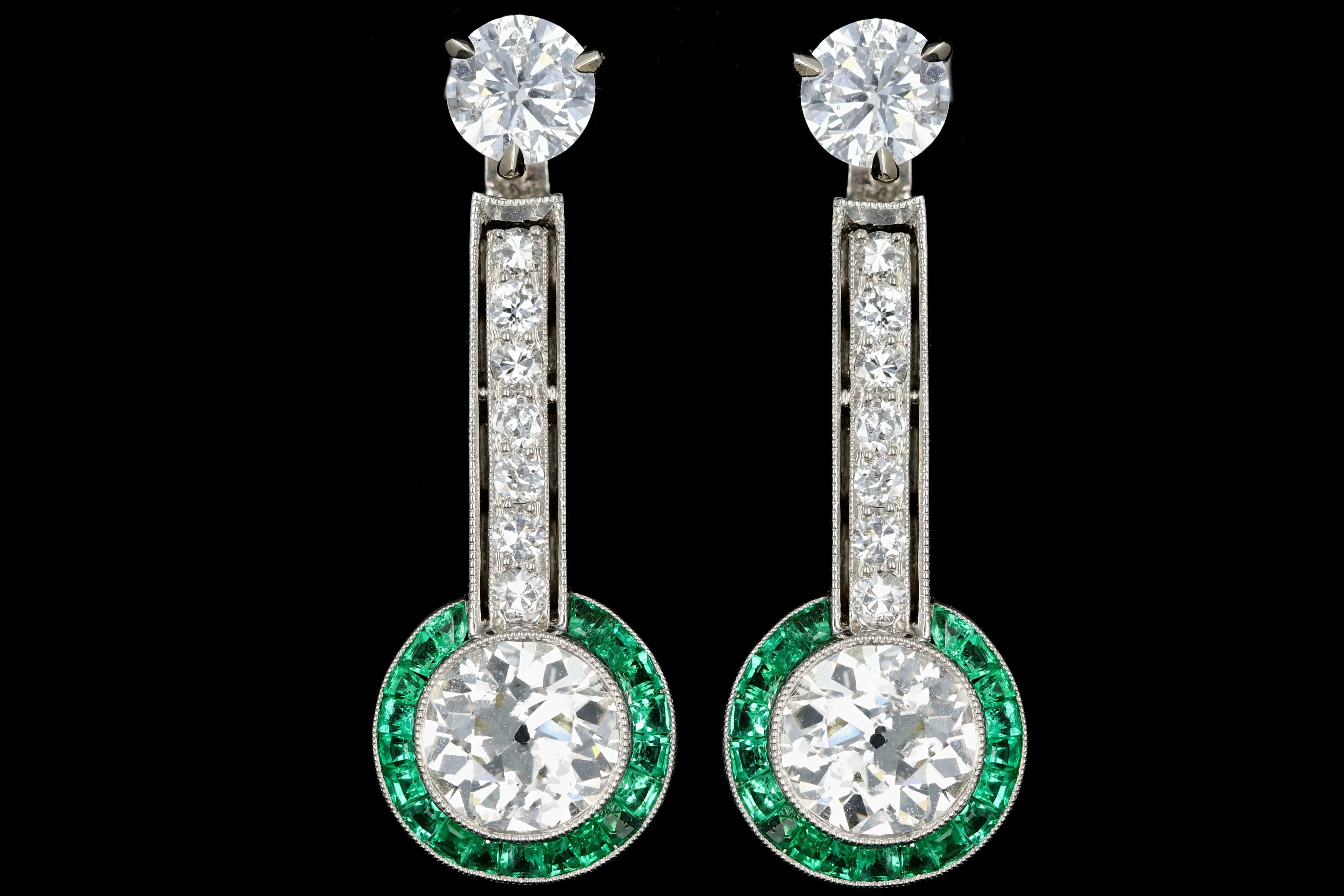 Art Deco Diamond and Emerald Enhancers
