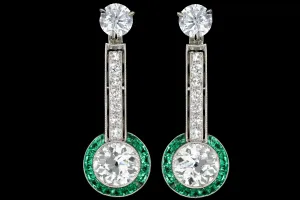 Art Deco Diamond and Emerald Enhancers