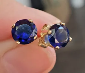 ATF Blue Sapphire 14K gold studs