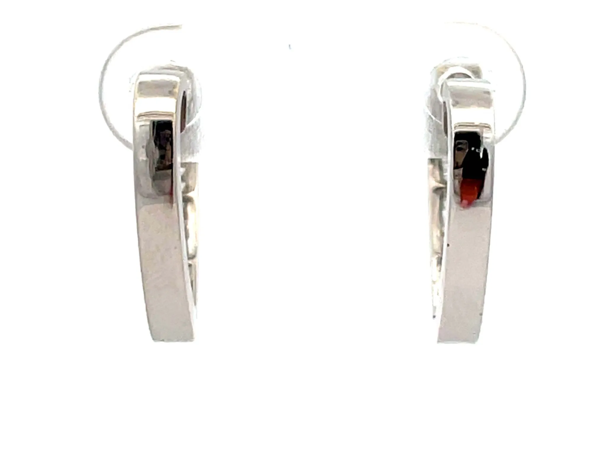 Baguette Diamond Heart Earrings 18K Solid White Gold