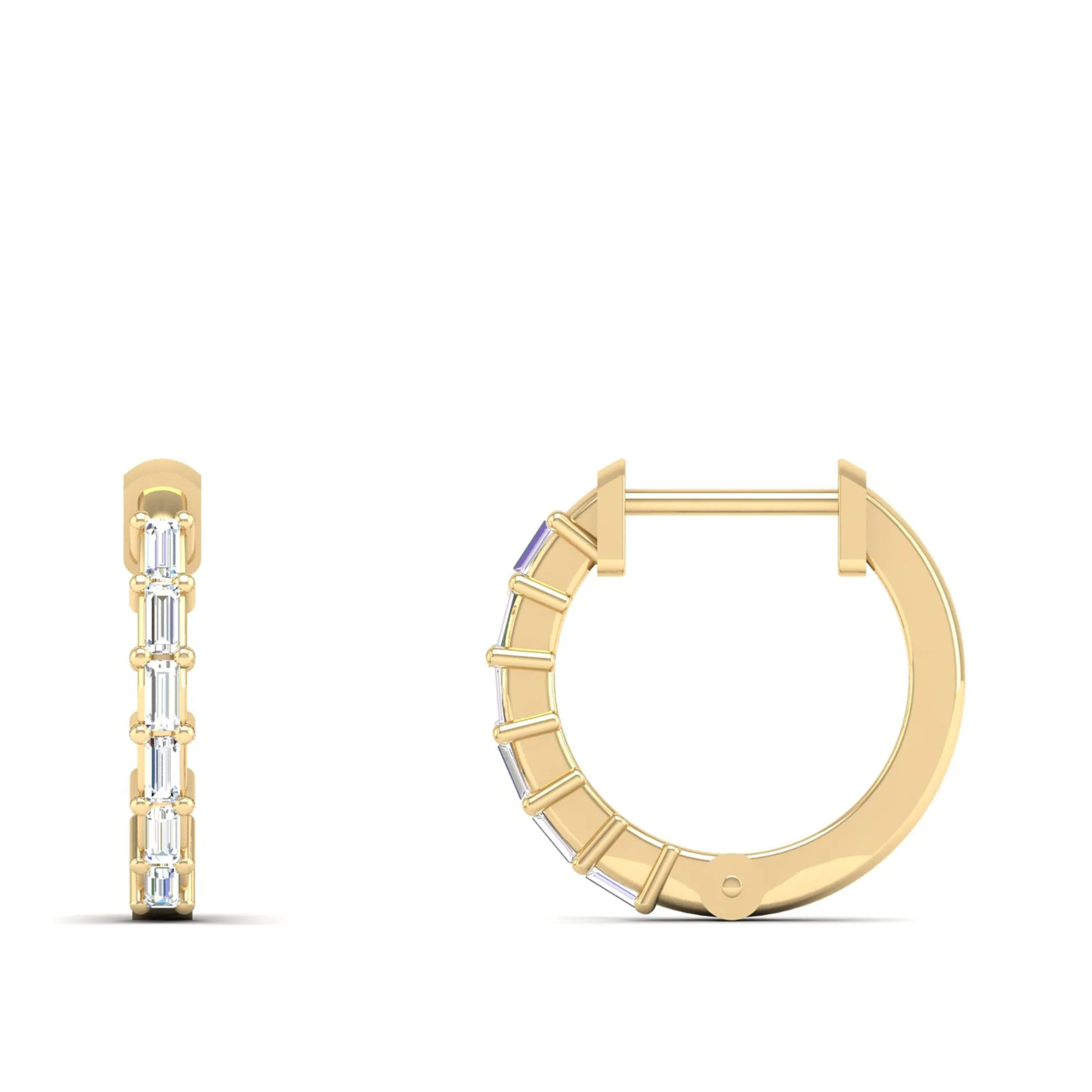 Baguette Diamond Huggie Earrings