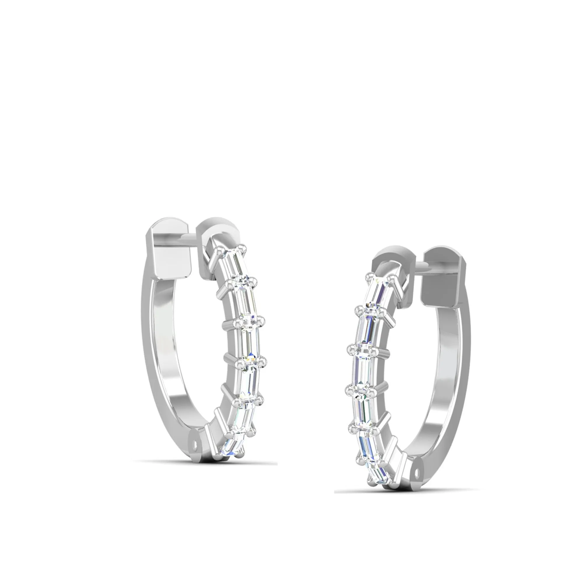 Baguette Diamond Huggie Earrings